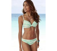 Bikini-Hose S.OLIVER "Enja", Damen, Gr. 44, N-Gr, blau (türkis, weiß), Microfaser, Recycling-Polyamid, Microfaser, bedruckt, Batikmuster, Badehosen, mit Batikdruck (35479518-44) türkis, weiß