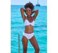 Bikini-Hose S.OLIVER "Junis", Damen, Gr. 38, N-Gr, weiß, Recycling-Polyamid, kontrastfarbene Details, unifarben, Badehosen Bikini-Hose, mit geflochtenen Details (82082607-38) weiß