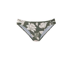 Bikini-Hose S.OLIVER "Lady", Damen, Gr. 38, N-Gr, grün (olive, creme), Microfaser, Recycling-Polyamid, geblümt, Badehosen Bikini-Hose, mit floralem Design (86430366-38) olive, creme