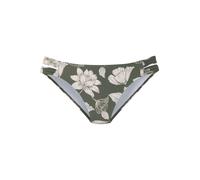 Bikini-Hose S.OLIVER "Lady", Damen, Gr. 42, N-Gr, grün (olive, creme), Microfaser, Recycling-Polyamid, geblümt, Badehosen Bikini-Hose, mit floralem Design (86430366-42) olive, creme