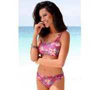 Bikini-Hose S.OLIVER "Marika", Damen, Gr. 40, N-Gr, rot (rostrot, bedruckt), Microfaser, Microfaser, Polyamid, bedruckt, floral, Badehosen Bikini-Hose, mit Ziergürtel (21143837-40) rostrot, bedruckt