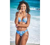Bikini-Hose S.OLIVER "Maya" Gr. 44, N-Gr, blau (blau, bedruckt) Damen Badehosen Ocean Blue mit Ziergürtel (69333465-44)