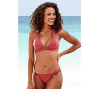 Bikini-Hose S.OLIVER "Rome", Damen, Gr. 38, N-Gr, rot (rostrot), Microfaser, Polyamid, unifarben, Badehosen, mit Zierringen (11450504-38) rostrot
