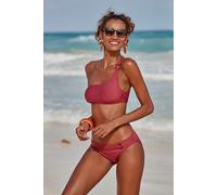 Bikini-Hose S.OLIVER "Rome", Damen, Gr. 44, N-Gr, rot (rostrot), Microfaser, Polyamid, unifarben, Badehosen Bikini-Hose, mit Ziergürtel (44319866-44) rostrot