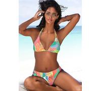 Bikini-Hose S.OLIVER "Yana", Damen, Gr. 40, N-Gr, bunt (koralle bedruckt), Recycling-Polyamid, bedruckt, Badehosen Bikini-Hose, mit stylischem Blätterdruck (30578642-40) koralle bedruckt