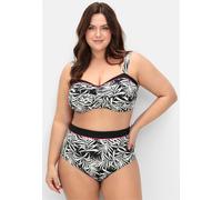 Bikini-Hose SHEEGO, Damen, Gr. 42, Normalgrößen, schwarz (schwarz bedruckt), Elasthan, Polyamid, Badehosen (54162807-42) schwarz bedruckt