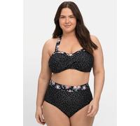 Bikini-Hose SHEEGO "Große Größen", Damen, Gr. 44, Normalgrößen, schwarz (schwarz gepunktet), Polyamid, Xtra Life LYCRA, gepunktet, Badehosen, in hohem Schnitt, mit Shaping-Einsatz (76253746-44) schwar