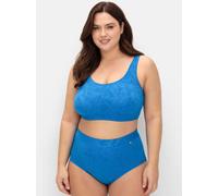 Hohe formende Bikinihose mit Blumen-Struktur, kobalt, Gr.50