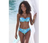Bikini-Hose SUNSEEKER "Lapa", Damen, Gr. 38, N-Gr, blau (türkis bedruckt), Microfaser, Recycling-Polyamid, bedruckt, Badehosen Bikini-Hose, seitlich regulierbar und mit tropischem Print, Topseller (26