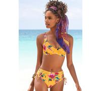 Bikini-Hose SUNSEEKER "Modern", Damen, Gr. 34, N-Gr, gelb (gelb, bedruckt), Polyamid, bedruckt, floral, Badehosen Bikini-Hose, seitlich regulierbar (89820748-34) gelb, bedruckt