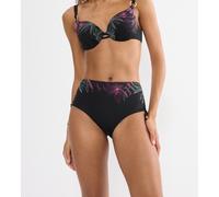 Bikini-Hose TRIUMPH "Summer Tropics Maxi", Damen, Gr. 36, N-Gr, schwarz (schwarz combination), Microfaser, Obermaterial: 55% Polyamid, 45% Elasthan, Badehosen Bikini-Hose, weich und formend (49872660-