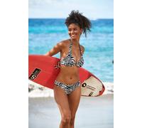 Bikini-Hose VENICE BEACH "Fjella", Damen, Gr. 32, N-Gr, schwarz-weiß (schwarz, weiß), Microfaser, Polyamid, Badehosen Bikini-Hose, mit gerafften Einsätzen (35818800-32) schwarz, weiß