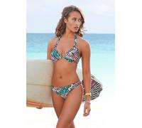 Bikini-Hose VENICE BEACH "Maia", Damen, Gr. 32, N-Gr, grün (türkis, bedruckt), Polyamid, bedruckt, Animalprint, Badehosen, mit Bändern an den Seiten (63869823-32) türkis, bedruckt