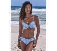 Bikini-Hose VENICE BEACH "Peony", Damen, Gr. 40, N-Gr, blau, Recycling-Polyester, Strukturmuster, Badehosen Bikini-Hose, in höherer Schnittform und modischer Strukturware (51537004-40) blau