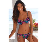 Bikini-Hose VENICE BEACH "Summer", Damen, Gr. 32, N-Gr, blau (marine, bedruckt), Polyamid, floral, Badehosen Bikini-Hose, seitlich zum Binden (327970-32) marine, bedruckt