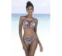 Bikini-Hose VENICE BEACH "Summer", Damen, Gr. 44, N-Gr, bunt (schwarz bedruckt), Polyamid, Xtra Life LYCRA, floral, Badehosen Bikini-Hose, mit Umschlagbund (29938628-44)