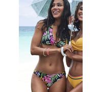 Bikini-Hose VIVANCE "Leilani", Damen, Gr. 42, N-Gr, schwarz (schwarz, bedruckt), Recycling-Polyamid, bedruckt, geblümt, Badehosen Bikini-Hose, mit gerafften Einsätzen (11962847-42) schwarz, bedruckt
