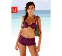 Bikini-Hotpants LASCANA "Italy", Damen, Gr. 44, N-Gr, rot (bordeaux), Microfaser, Microfaser, Polyamid, unifarben, Badehosen, mit Ziergürtel (48712106-44) bordeaux