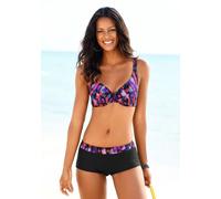 Bikini-Hotpants LASCANA "Sensation" Gr. 42, N-Gr, bunt (schwarz) Damen Badehosen Ocean Blue mit bedrucktem Bündchen (95525946-42)