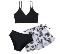 Bikini Mädchen 164 Teenager Mädchen Bikini Set 3er Sommer Badeanzüge Kinder Dreiteilig Tankini mit Shorts Einfarbig Rüschen Bademode Bikinis für Girls 8-16 Jahre