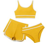 Bikini Mädchen Set Badeanzug Teenager 3-Teiliges Badeanzüge Sportlichen Bikinis Badeshorts Strand-Bademode für Kinder, 8-14 Jahre