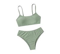 Bikini Mädchen Zweiteilige Badeanzug Spaghettiträgern Bikinioberteil mit Triangel Bikinihose Einfarbige Bikinis Set Teenager Kinder Sommer Strand Schwimmanzug Sport Badeanzüge für 8-16 Jahre