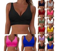 Bikini Oberteil, Bikini BH Damen Bademoden Bikinioberteil Große Brüste Push up Bikini Top Gepolstert V Ausschnitt überkreuztes Lace Up Bikini Oberteil Rückenfrei ohne Bügel Swimsuit Bra