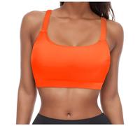 Bikini Oberteil Damen Push Up Padded Bikinioberteil Sommer Schnell Trocknend Rückenfrei Bikini Oberteile Swim Sport BH Breite Träger Swimsuit Top Dünne Bequem Workout Swimwear Damen (02-orange, XL)
