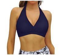 Bikini Oberteil Große Brüste Damen Gepolstert Push up Triangel Bikini BH Neckholder Bikini Top Bademode Sexy Lace Up Brazilian Bikinioberteil mit Polster ohne Bügel
