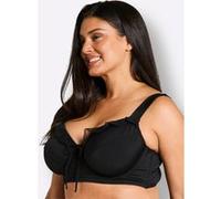 Sheego Bikini-Oberteil mit Mesh-Volants und Zierschleife 44D schwarz