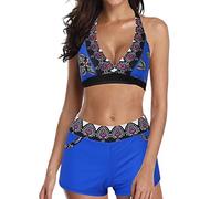 Bikini Set Damen | Two Piece Swimsuit Fitness | sportliche Bademode für Frauen | Schwimmbikini Sport | Zweiteiler | Bustier | Schwimmbad | Pool | Bikinis for Women mit Hotpants (A-012, XXL)