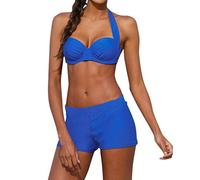 Bikini Set Damen | Two Piece Swimsuit Fitness | sportliche Bademode für Frauen | Schwimmbikini Sport | Zweiteiler | Bustier | Schwimmbad | Pool | Bikinis for Women mit Hotpants (B-014, M)