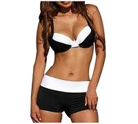 Bikini Set Damen | Two Piece Swimsuit Fitness | sportliche Bademode für Frauen | Schwimmbikini Sport | Zweiteiler | Bustier | Schwimmbad | Pool | Bikinis for Women mit Hotpants (A-011, L)