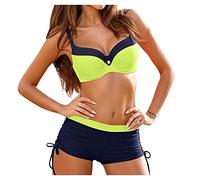 Bikini Set Damen | Two Piece Swimsuit Fitness | sportliche Bademode für Frauen | Schwimmbikini Sport | Zweiteiler | Bustier | Schwimmbad | Pool | Bikinis for Women mit Hotpants (B-020, S)