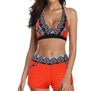 Bikini Set Damen | Two Piece Swimsuit Fitness | sportliche Bademode für Frauen | Schwimmbikini Sport | Zweiteiler | Bustier | Schwimmbad | Pool | Bikinis for Women mit Hotpants (A-013, XXL)