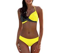 Bikini Set Damen | Two Piece Swimsuit Fitness | sportliche Bademode für Frauen | Schwimmbikini Sport | Zweiteiler | Bustier | Schwimmbad | Pool | Bikinis for Women mit Hotpants (C-011, XXL)