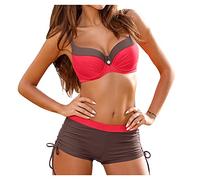 Bikini Set Damen | Two Piece Swimsuit Fitness | sportliche Bademode für Frauen | Schwimmbikini Sport | Zweiteiler | Bustier | Schwimmbad | Pool | Bikinis for Women mit Hotpants (B-019, M)