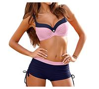 Bikini Set Damen | Two Piece Swimsuit Fitness | sportliche Bademode für Frauen | Schwimmbikini Sport | Zweiteiler | Bustier | Schwimmbad | Pool | Bikinis for Women mit Hotpants (B-018, S)