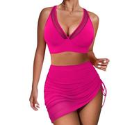 Bikini-Set mit hoher Taille, Bauchkontrolle, Bikini-Sets für Damen, Push-Up-Bikinis, 2-teiliger Badeanzug, verstellbare Badeanzüge für Grills, Damen, Strand, Wassersport, Rosa, rose, XL