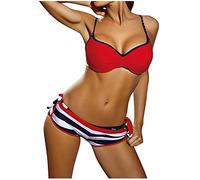 Bikini-Sets Für Damen Große Brüste Triangel 3-Teilig Badeanzug Damen Sport Große Größe Damen Sexy Bikini Set Three Pieces Sling Bademode Tankini Damen Bauchweg Stylische Badeanzüge Damen