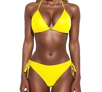 Bikini-Sets für Damen Sexy Schwarz Zweiteiliger Badeanzug String Bikinis Oberteil Triangel Bikinis-Unterteile Trendy Bademode Swimsuit Badeanzüge Sommer Beachwear für Pool