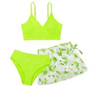 Bikini Teenager mädchen, Mädchen Bikini Set Mit Röcken, Badeanzug-3-Teil-Sets, Schwimmbekleidung für Teenager, Badebekleidung Oberteil mit Triangel Bikinihose