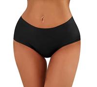 Bikinihose Schwarz Damen, Bademode Nahtloses Triangel Badehose Mid Taille Bikini Hose Slip Bequemer Bikinislip Bikinis Unterteil Sommer Bikinihosen Einfarbig Strand Tangas Badeanzug Badeshorts