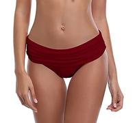 Bikinihose Schwarz Damen, Bademode Triangel Badehose Retro Ruched Bikinislip Sexy Low Waist Bikini Hose Slip Sommer Bikinihosen Große Größen Strand Tangas Einfarbig Badeanzug Unterteil Badeshorts