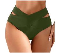 Bikinihosen für Damen High Waist Bikini Hose Brazilian Style String Tanga Bikinislip Sexy Cut Out Bikinihose Badeshorts B ademode Strandshorts Bikini Unterteil (AG, XL)