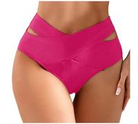 Bikinihosen für Damen High Waist Bikini Hose Brazilian Style String Tanga Bikinislip Sexy Cut Out Bikinihose Badeshorts B ademode Strandshorts Bikini Unterteil (Hot Pink, XL)