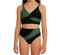 bikinis für mädchen 12 jahre 164, Bikini Mädchen Set 2-Teilig Strand Swimsuit Sommer Bequem Oberteil und High Waist Bikinihose Bikinislip Teenager Kinder Badeset Sport Badeanzug, Armeegrün, 12 Jahre