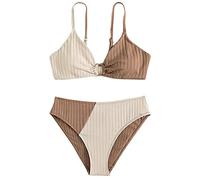 Bikinis für Mädchen Einfarbiges Zweiteiliger Badeanzug Verstellbare Bikini Oberteil mit Triangel Bikinihose Sommer Kinder Bikini Mädchen Sport Bikini Set Tankini Strand Bademode für 8-14 Jahre