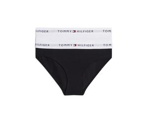 Bikinislip "2 PK BIKINI mit elastischem Bund im 2er-Pack", Mädchen, Gr. 140/146, 2 Stk., schwarz-weiß (weiß, schwarz), Jersey, Obermaterial: 95% Baumwolle, 5% Elasthan, TOMMY HILFIGER UNDERWEAR, körpe