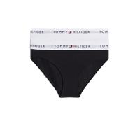 Bikinislip "2 PK BIKINI mit elastischem Bund im 2er-Pack", Mädchen, Gr. 152/158, 2 Stk., schwarz-weiß (weiß, schwarz), Jersey, Obermaterial: 95% Baumwolle, 5% Elasthan, TOMMY HILFIGER UNDERWEAR, körpe